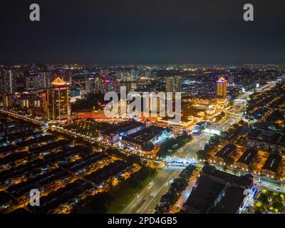 Sunway, Selangor, Malaysia - Nov 09 2022: Night scene of Sunway Pyramid, Sunway Lagoon, Sunway Resort Stock Photo