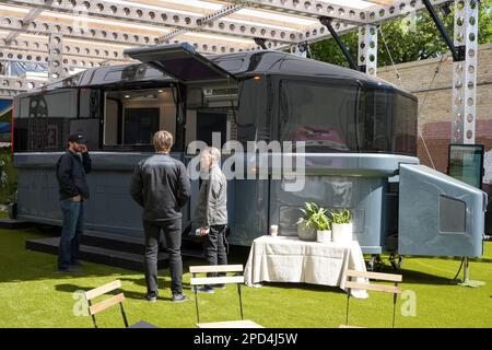 Houston, USA. 13th Mar, 2023. An all-electric recreational vehicle is on display at South by Southwest (SXSW) in Austin, Texas, the United States, on March 13, 2023. The ten-day festival South by Southwest (SXSW), which focuses on emerging creative technologies, kicked off in Austin on March 10. Credit: Bo Lee/Xinhua/Alamy Live News Stock Photo