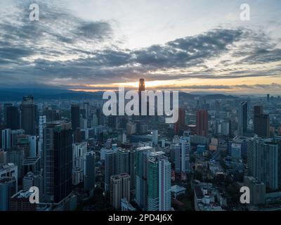 Bukit Bintang, Kuala Lumpur, Malaysia - Dec 05 2022: An aerial view of the TRX 106 building showcasing the city's vibrant and dynamic retail scene. Stock Photo