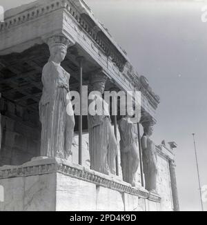 1969, historical, ancient stone columns at the Temple of Olympian Zeus, Athens, Greece, designed to the greatest temple in the ancient world. Stock Photo