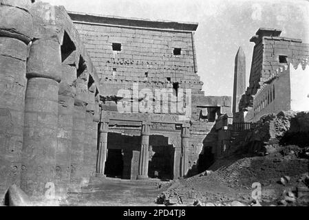 circa 1940s, historical, ancient ruins, Temple Karnak, Luxor, Egypt. Stock Photo