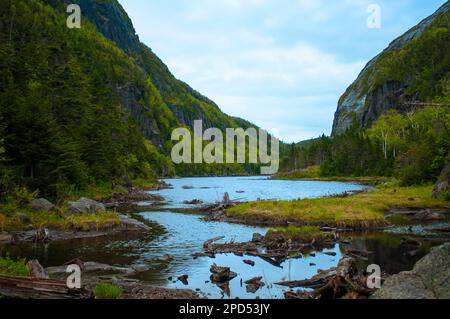 Avalanche Lake in June in the High Peaks Wilderness Area of the Adirondack Forest Preserve in New York State Stock Photo