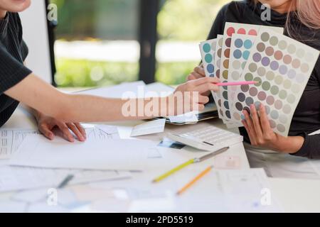 User experience user interface concept, ux ui Graphic designer creative sketch breif user experience interface color planning application process deve Stock Photo