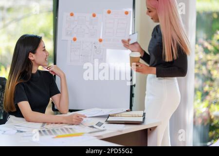 User experience user interface concept, ux ui Graphic designer creative sketch breif user experience interface color planning application process deve Stock Photo