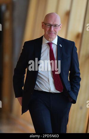 Edinburgh Scotland, UK 14 March 2023. John Swinney at the Scottish Parliament. credit sst/alamy live news Stock Photo