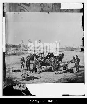 Ambulance Corps. Method of removing wounded from the field. Civil war photographs, 1861-1865 . United States, History, Civil War, 1861-1865. Stock Photo
