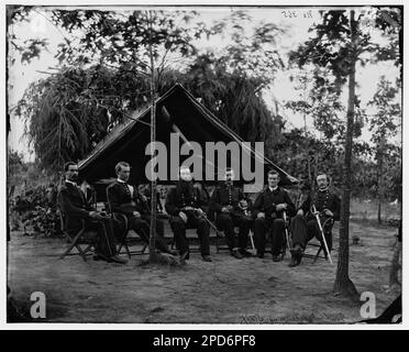 Washington, District of Columbia (vicinity). General Bryon R. Pierce and staff. Civil war photographs, 1861-1865 . United States, History, Civil War, 1861-1865. Stock Photo