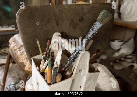 A ceramic artist's tool kit. Stock Photo