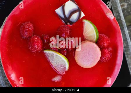 jelly fruit cake with a macaroon Stock Photo