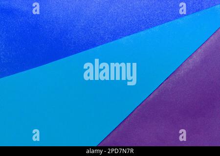 Three beauty color, geometric shape, abstract blue, light blue and purple colorful minimal textures of paper, background Stock Photo
