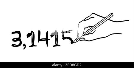 Happy PI day, 14 march, Pythagoras mathematical numbers series ( 3.14 3,14 3/14 ) symbol. Fun vector maths icon or sign banner Ratios letters formula Stock Photo