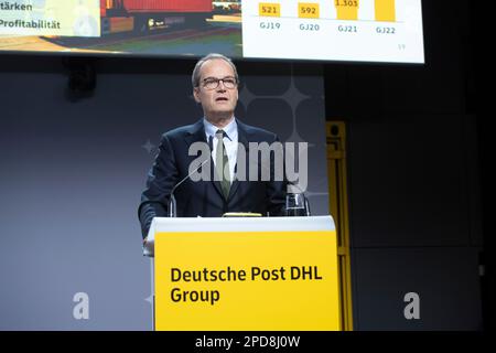 Troisdorf, Deutschland. 09th Mar, 2023. Tim SCHARWATH, Management Member, Annual Press Conference of the Deutsche Post DHL Group in Bonn/Troisdorf on March 9th, 2023. Credit: dpa/Alamy Live News Stock Photo