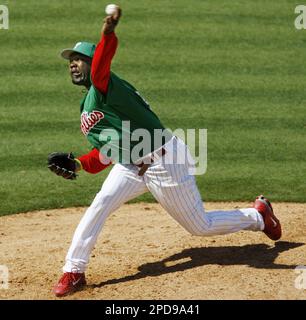 Philadelphia Phillies pitcher Arthur Rhodes winds up for a pitch in the  sixth inning of the Phillies 5-2 victory over the Tampa Bay Devil Rays,  Friday, March 17, 2006, in their spring