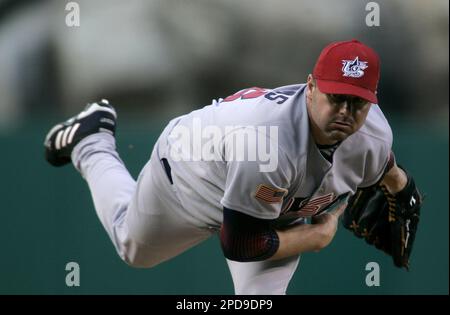 Team USA starting pitcher Roger Clemens throws against Team South Africa in  the World Baseball Classic game in Scottsdale, AZ March 10, 2006. (UPI  Photo/Will Powers Stock Photo - Alamy