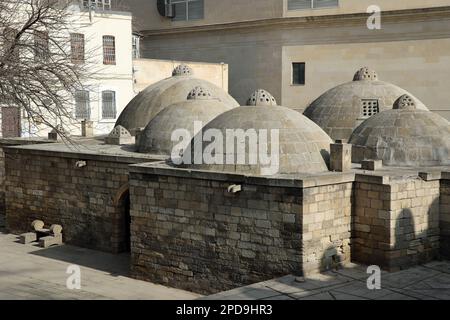 Domes of Qasim bey Hammam in the ancient Inner City of Baku Stock Photo