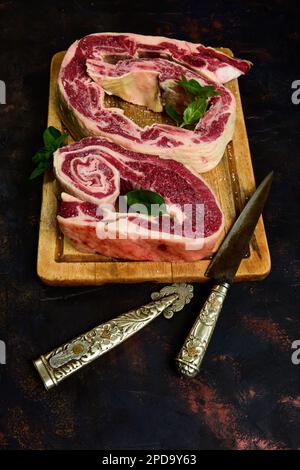 Cow beef ribs Prepared on the table Stock Photo