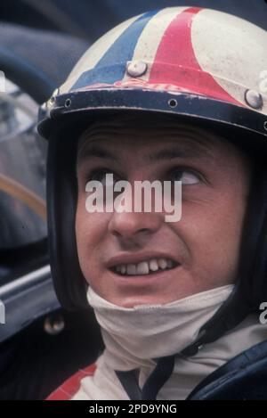 Portrait of Formula One, Can-Am and Le Mans New Zealand driver Chris Amon. He was one of the unluckiest Formula One drivers, never winning a Grand Pri Stock Photo