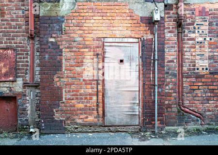 Entrance door to Liverpool Dockland warehouse Stock Photo
