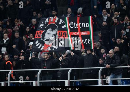 Milan, Italy. 13th Mar, 2023. Supporters of AC Milan during the Serie A match between AC Milan and US Salernitana 1919 at Stadio San Siro, Milan, Italy on 13 March 2023. Credit: Giuseppe Maffia/Alamy Live News Stock Photo