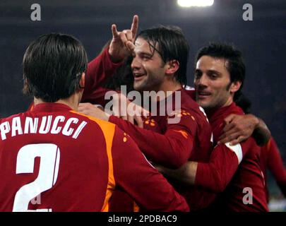 Lazio players cheer after scoring during the Italian Serie A