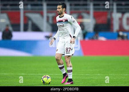 Milan, Italy. 13th Mar, 2023. Antonio Candreva of US Salernitana during the Serie A match between AC Milan and US Salernitana 1919 at Stadio San Siro, Milan, Italy on 13 March 2023. Credit: Giuseppe Maffia/Alamy Live News Stock Photo