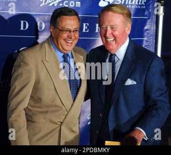 The microphone of Los Angeles Dodgers broadcaster Vin Scully at the Retired  Numbers Plaza at Dodger Stadium, Wednesday, Jan. 13, 2021, in Los Angeles.  (Kirby Lee via AP Stock Photo - Alamy