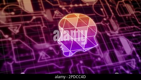 Image of digital head over network of connections Stock Photo