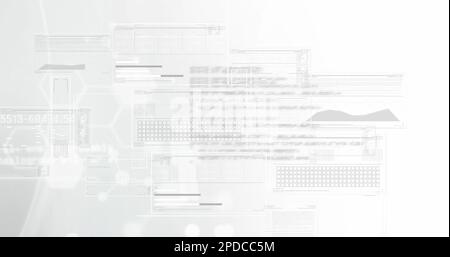 Composition of data processing and molecules on white background Stock Photo
