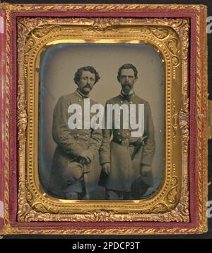 Two unidentified soldiers in Confederate uniforms, one with flintlock ...