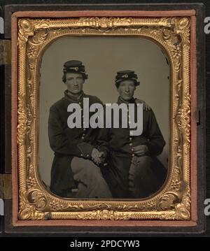 Two unidentified soldiers in Union cavalry uniforms with Sharps rifles ...