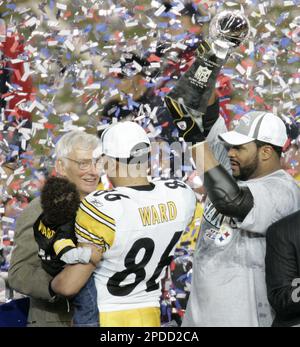 Steelers running back Jerome Bettis holds the Vince Lombardi Trophy up as  the Super Bowl XL champion Pittsburgh Steelers celebrate in a parade down  Fifth avenue in Pittsburgh, Pa., on February 7