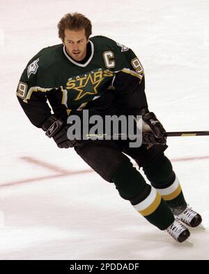 Dallas Stars Captain Mike Modano takes the puck up the ice against the  Montreal Canadiens at the Bell Centre in Montreal, Canada, on January 16,  2006. The Canadiens defeated the Stars 4-2. (