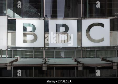 London, UK. 12th Mar, 2023. A general view of BBC Broadcasting House in London. Match of the Day presenter, Gary Lineker was asked by the BBC to return to presenting their flagship football highlights program, Match of the Day this weekend after controversy regarding comments he made on the government's illegal migration bill. (Photo by Tejas Sandhu/SOPA Images/Sipa USA) Credit: Sipa USA/Alamy Live News Stock Photo