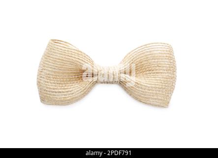 Pretty burlap bow and ribbon on white background Stock Photo - Alamy