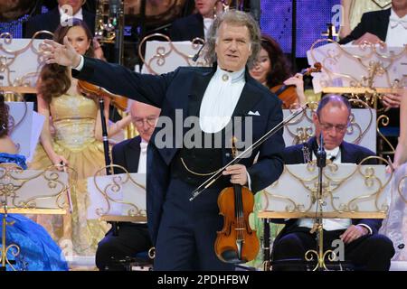 Madrid, Spain. 14th Mar, 2023. Andre Rieu with the Johann Strauss Orchestra performs during the concert at the wizkcenter in Madrid. March 14, 2023 Spain (Photo by Oscar Gonzalez/NurPhoto) Credit: NurPhoto SRL/Alamy Live News Stock Photo