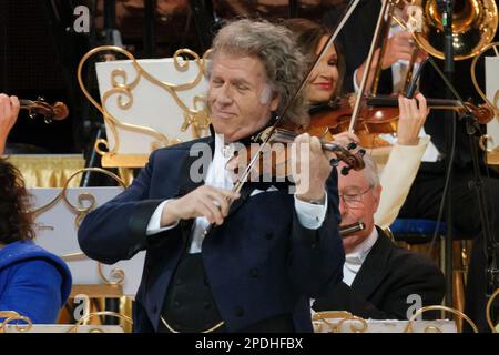 Madrid, Spain. 14th Mar, 2023. Andre Rieu with the Johann Strauss Orchestra performs during the concert at the wizkcenter in Madrid. March 14, 2023 Spain (Photo by Oscar Gonzalez/NurPhoto) Credit: NurPhoto SRL/Alamy Live News Stock Photo