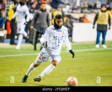 Chester, Pennsylvania, USA. 14th Mar, 2023. March 14, 2023, Chester PA- Alianza FC player WILLIAM CANALES (12) in action in the second-leg of the Scotiabank Concacaf Champions League Round of 16 at Subaru Park The Union won 4-0 and advanced to the quarter finals. (Credit Image: © Ricky Fitchett/ZUMA Press Wire) EDITORIAL USAGE ONLY! Not for Commercial USAGE! Stock Photo