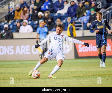 Chester, Pennsylvania, USA. 14th Mar, 2023. March 14, 2023, Chester PA- Alianza FC player NARCISO ORELLANA (6) in action in the second-leg of the Scotiabank Concacaf Champions League Round of 16 at Subaru Park The Union won 4-0 and advanced to the quarter finals. (Credit Image: © Ricky Fitchett/ZUMA Press Wire) EDITORIAL USAGE ONLY! Not for Commercial USAGE! Stock Photo