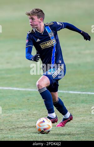 Chester, Pennsylvania, USA. 14th Mar, 2023 - Jack McGlynn dribbles up the pitch at Subaru Park where the Philadelphia Union defeat Alianza FC in the Scotiabank CONCACAF Champions Leauge Round of 16 (Credit Image: Don Mennig Alamy News) Stock Photo
