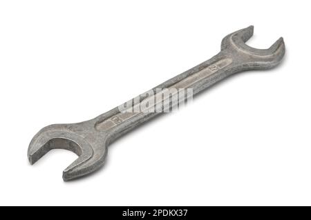 Old double open end wrench isolated on white Stock Photo