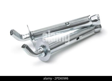 Two anchor bolts with hooks isolated on white Stock Photo