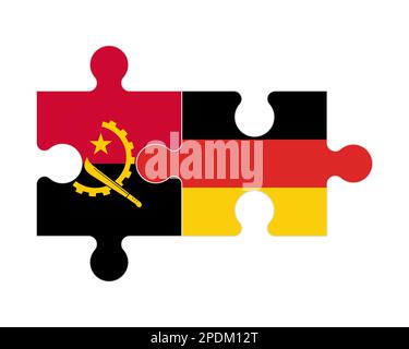 Connected puzzle of flags of Angola and Germany, vector Stock Vector