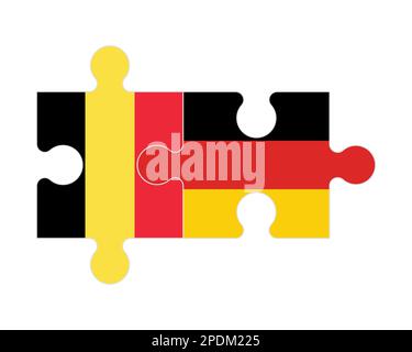 Connected puzzle of flags of Belgium and Germany, vector Stock Vector