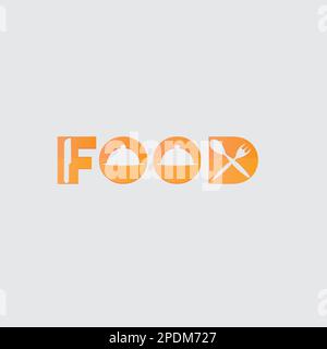 Food logo Label for food company. Grocery store logo. Vector illustration , knife, spoon. Logotype menu. Set in flat style. Silhouette of cutlery Stock Vector