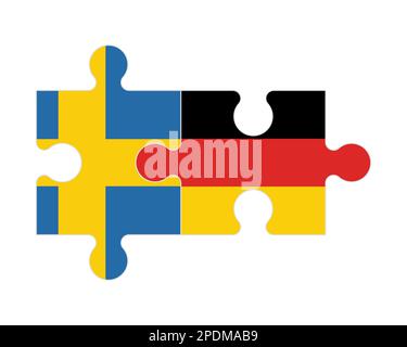 Connected puzzle of flags of Sweden and Germany, vector Stock Vector