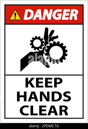 Danger Keep Hands Clear On White Background Stock Vector