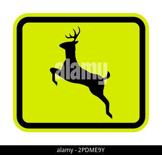 Deer Crossing Sign On White Background Stock Vector