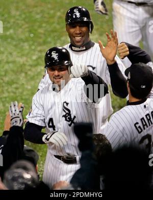 Chicago White Sox slugger Paul Konerko celebrates his seventh