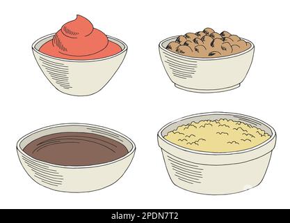 Sauce set graphic color isolated sketch illustration vector Stock Vector