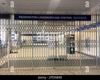 Closed gates at London s Paddington underground station. A strike